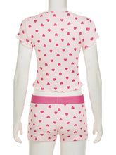 Heart Print Top and Shorts Loungewear Set