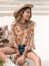 Floral V-Neck Spliced Lace Blouse Woman Blouses