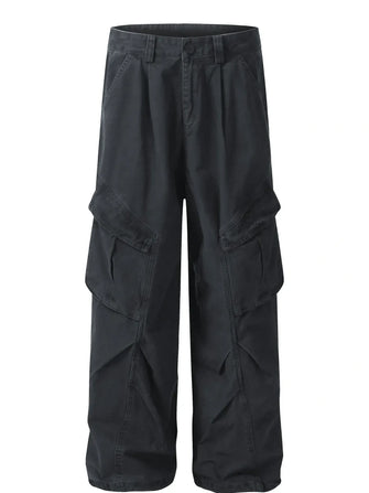 Men's Wide Leg Cargo Pants with Multi Pockets Haze Gray