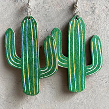 Iron Hook Wooden Earrings Dark Green One Size