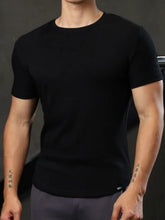 Men's Plus Size Round Neck Short Sleeve T-Shirt Black