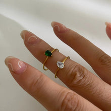 2-Piece 18K Gold-Plated Inlaid Zircon Open Ring