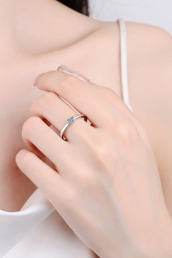 Heart-Shaped Moissanite Solitaire Ring Silver