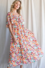 Lime 'N' Chili Floral Print Sweetheart Neck Tie Front Midi Dress Casual Dresses