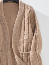 Cable-Knit Open Front Long Sleeve Cardigan Woman Outerwear