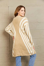 Woven Right Two-Tone Open Front Fuzzy Longline Cardigan Woman Outerwear