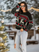 Perfee Christmas Element Round Neck Sweater Knit Top