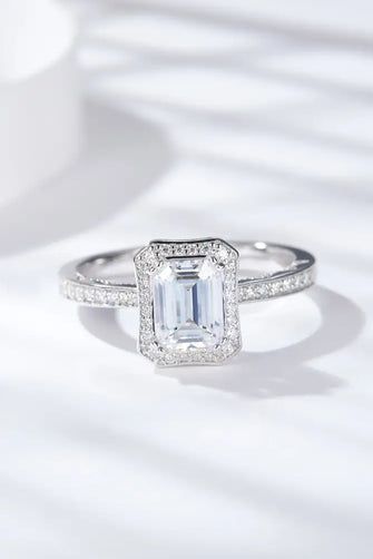 1 Carat Moissanite 925 Sterling Silver Halo Ring Silver Rings