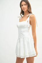 MABLE Shoulder Tie Corset Panel Mini Dress Casual Dresses