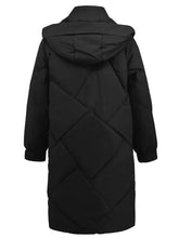 Long Sleeve Longline Hooded Winter Coat with Pockets Woman Outerwear