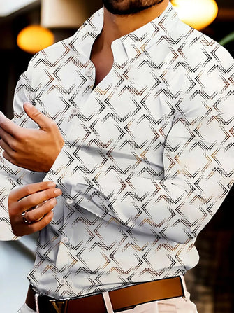 Men's Full Size Button Up Long Sleeve Shirt Plus Size White