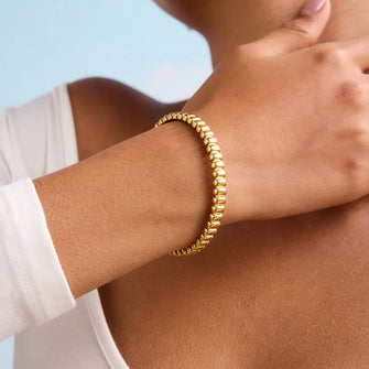 18K Gold-Plated Chain Link Open Bracelet Gold One Size