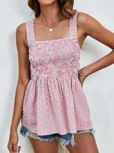 Smocked Plaid Square Neck Tank Tanks & Camis