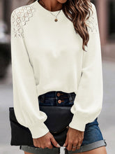 Shiny Lantern Sleeve Round Neck Blouse Woman Blouses