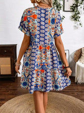 Printed V-Neck Short Sleeve Dress Casual Dresses