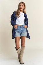 J.NNA Rhombus Stitched Button Up Denim Shacket Woman Outerwear