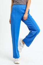 Umgee high waisted wide leg pants in royal blue with a straight leg cut and subtle side seam detailing