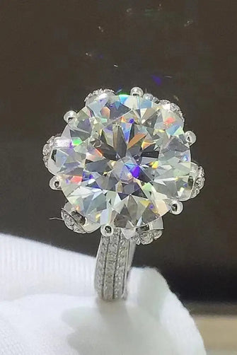 5 Carat Moissanite Side Stone Ring Silver Rings