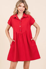 Mittoshop Twill Short Sleeve Collared Mini Dress