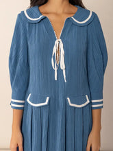 Tie Front Pleated Three-Quarter Sleeve Mini Dress Casual Dresses