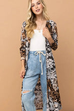 And The Why Leopard Kimono Open Front Longline Cardigan Woman Outerwear