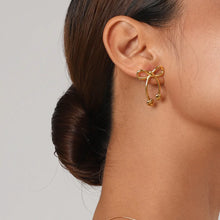 Stainless Steel Bow Earrings Gold One Size