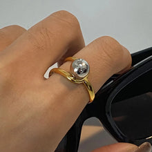 Stainless Steel Two-Tone Ring Gold One Size Fashion Jewelry