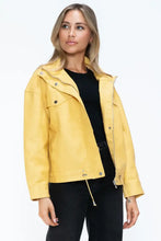 How Dare U Drawstring Hem PU Leather Zip Up Jacket Woman Outerwear