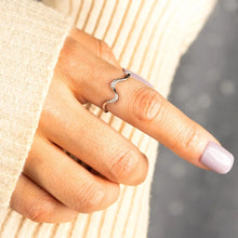 925 Sterling Silver Inlaid Zircon Wave Shape Ring Rings