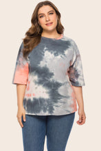 Plus Size Tie-Dye Half Sleeve Tee Shirt Mid Gray