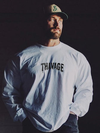 Men's Plus Size Letter Round Neck Long Sleeve T-Shirt White