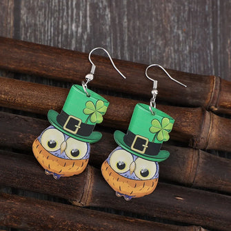 Owl Acrylic Dangle Earrings Green One Size