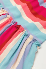 Contrast Stripe Wide Strap Smocked Tiered Dress Woman Casual Dress