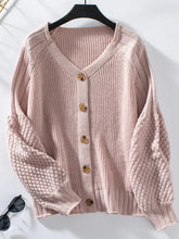 V-Neck Button Up Raglan Sleeve Cardigan Woman Outerwear
