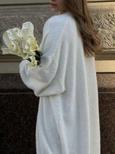 Fuzzy Open Front Solid Color Cardigan Woman Outerwear