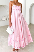 Floral Embroidered Spaghetti Strap Maxi Dress Blush Pink Woman Maxi Dress