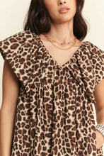Dani animal printed velvet babydoll dress with ruffled leopard print sleeves