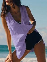Side Slit V-Neck Tank Lavender Tanks & Camis