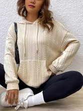 Drawstring Texture Long Sleeve Hoodie Woman Sweatshirts