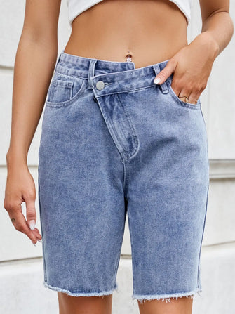 Raw Hem Denim Shorts Medium