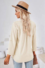 V-Neck Roll-Tap Sleeve Blouse Woman Blouses