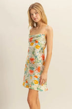 HYFVE Floral Cowl Neck Flirty Satin Mini Dress Casual Dresses