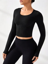 Round Neck Long Sleeve Active T-Shirt Black
