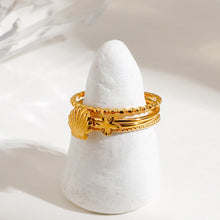 3-Piece 18K Gold-Plated Shell Design Ring