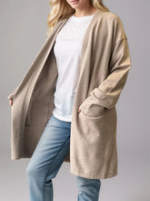 Open Front Long Sleeve Cardigan with Pockets Mocha