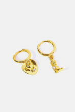 Hat & Boot Shape Asymmetrical Copper 14K Gold Plated Earrings Gold One Size