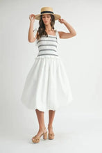 MABLE Smocked Bodice Bubble Midi Dress Casual Dresses