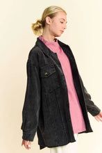 Davi & Dani Washed Corduroy Raw Hem Button Up Jacket Woman Outerwear