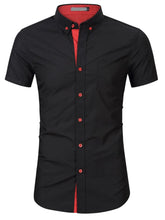 Men's Button Up Short Sleeve Shirt Black