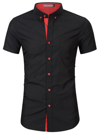 Men's Button Up Short Sleeve Shirt Black